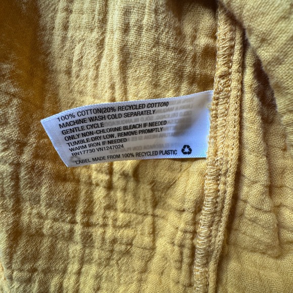 Universal Thread Mustard Yellow Cotton Gauze Tiered Sleeveless Mini Dress Medium - Picture 8 of 8
